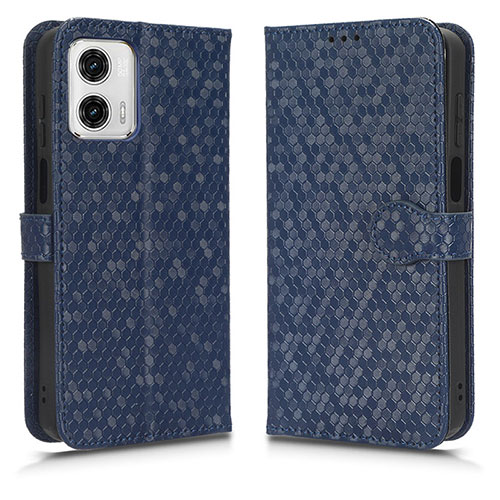 Leather Case Stands Flip Cover Holder C01X for Motorola Moto G73 5G Blue