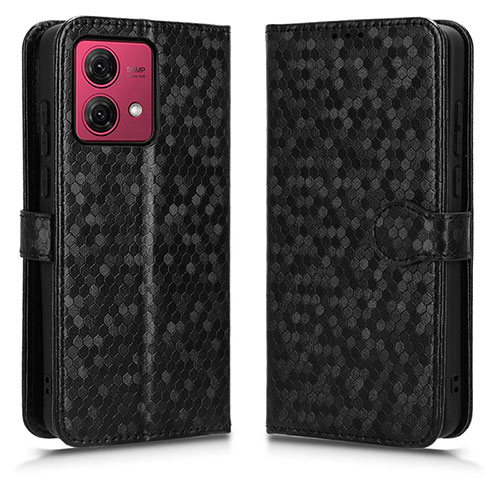 Leather Case Stands Flip Cover Holder C01X for Motorola Moto G84 5G Black