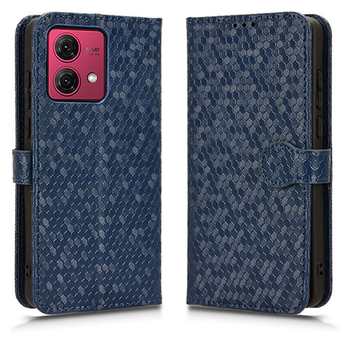 Leather Case Stands Flip Cover Holder C01X for Motorola Moto G84 5G Blue