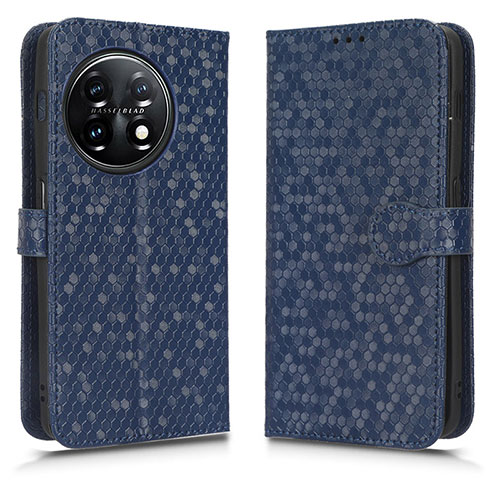 Leather Case Stands Flip Cover Holder C01X for OnePlus 11 5G Blue