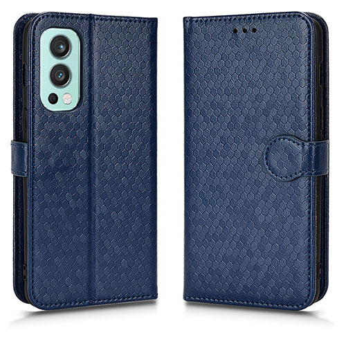 Leather Case Stands Flip Cover Holder C01X for OnePlus Nord 2 5G Blue