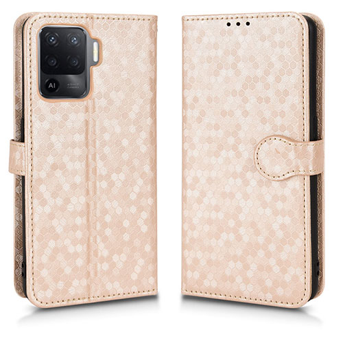 Leather Case Stands Flip Cover Holder C01X for Oppo A95 5G Gold