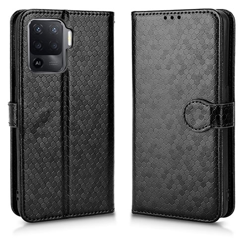 Leather Case Stands Flip Cover Holder C01X for Oppo F19 Pro+ Plus 5G Black