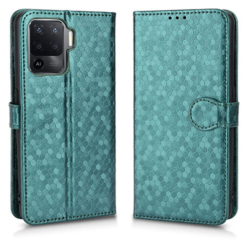 Leather Case Stands Flip Cover Holder C01X for Oppo F19 Pro+ Plus 5G Green