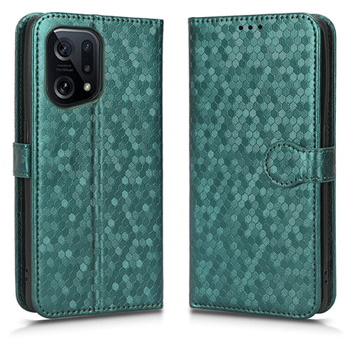 Leather Case Stands Flip Cover Holder C01X for Oppo Find X5 5G Green