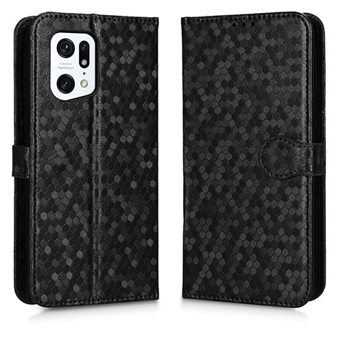 Leather Case Stands Flip Cover Holder C01X for Oppo Find X5 Pro 5G Black