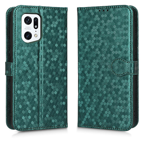 Leather Case Stands Flip Cover Holder C01X for Oppo Find X5 Pro 5G Green