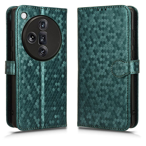 Leather Case Stands Flip Cover Holder C01X for Oppo Find X7 Ultra 5G Green