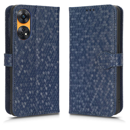 Leather Case Stands Flip Cover Holder C01X for Oppo Reno8 T 4G Blue