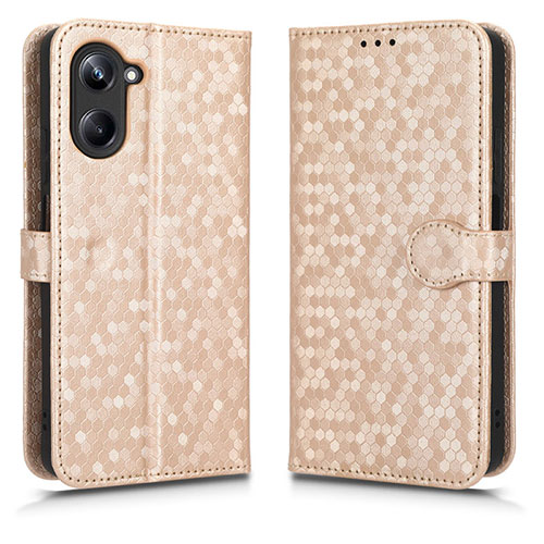 Leather Case Stands Flip Cover Holder C01X for Realme 10 Pro 5G Gold