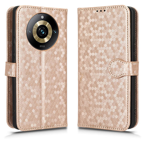 Leather Case Stands Flip Cover Holder C01X for Realme 11 Pro+ Plus 5G Gold