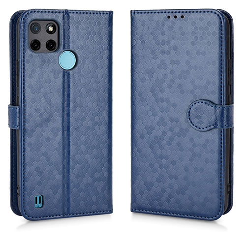 Leather Case Stands Flip Cover Holder C01X for Realme C25Y India Blue