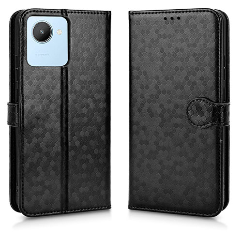 Leather Case Stands Flip Cover Holder C01X for Realme C30 Black