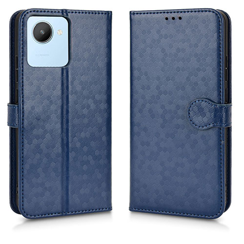 Leather Case Stands Flip Cover Holder C01X for Realme C30 Blue