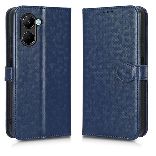 Leather Case Stands Flip Cover Holder C01X for Realme C33 (2023) Blue