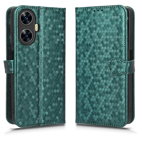 Leather Case Stands Flip Cover Holder C01X for Realme C55 Green