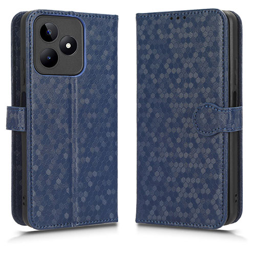 Leather Case Stands Flip Cover Holder C01X for Realme C67 Blue