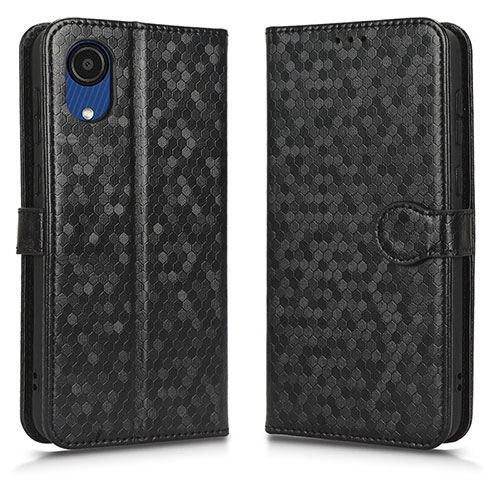 Leather Case Stands Flip Cover Holder C01X for Samsung Galaxy A03 Core Black