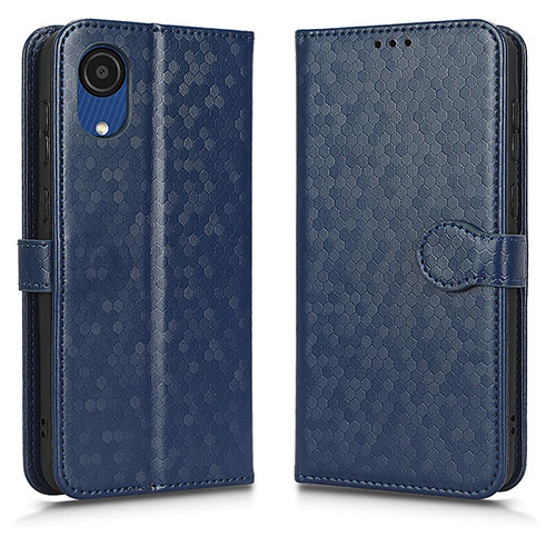 Leather Case Stands Flip Cover Holder C01X for Samsung Galaxy A03 Core Blue