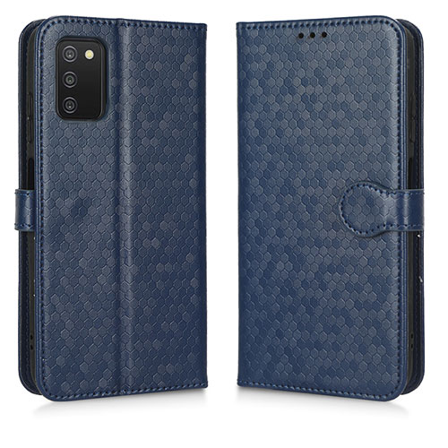 Leather Case Stands Flip Cover Holder C01X for Samsung Galaxy A03s Blue