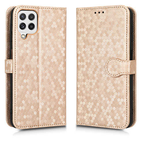 Leather Case Stands Flip Cover Holder C01X for Samsung Galaxy A12 Nacho Gold