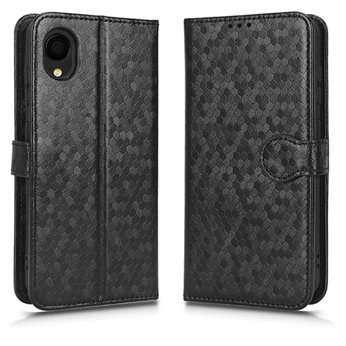 Leather Case Stands Flip Cover Holder C01X for Samsung Galaxy A22 5G SC-56B Black