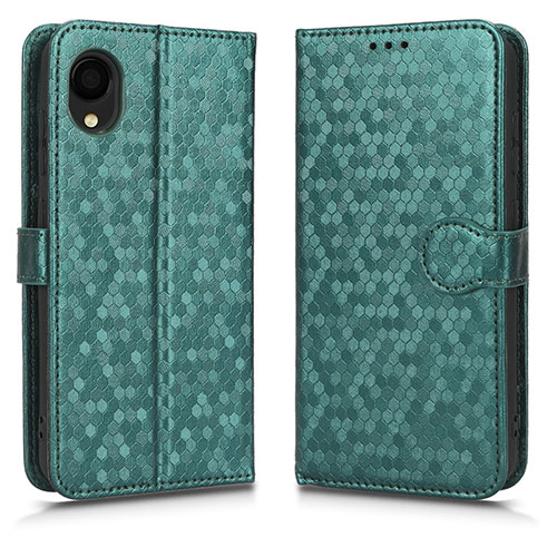 Leather Case Stands Flip Cover Holder C01X for Samsung Galaxy A22 5G SC-56B Green