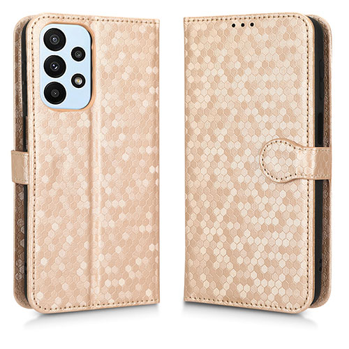 Leather Case Stands Flip Cover Holder C01X for Samsung Galaxy A23 5G Gold