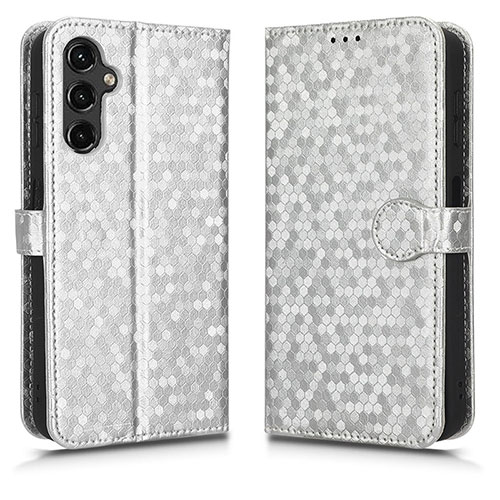 Leather Case Stands Flip Cover Holder C01X for Samsung Galaxy A24 4G Silver