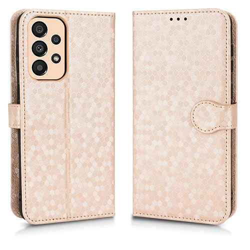 Leather Case Stands Flip Cover Holder C01X for Samsung Galaxy A33 5G Gold