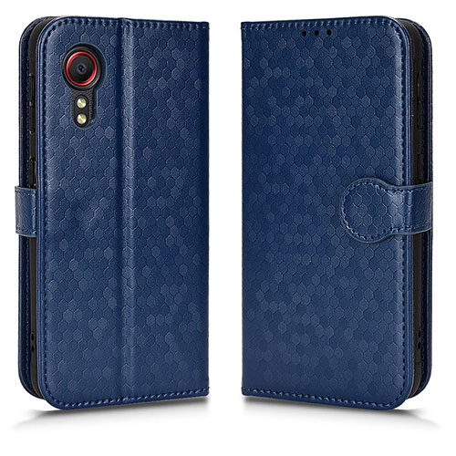 Leather Case Stands Flip Cover Holder C01X for Samsung Galaxy XCover 5 SM-G525F Blue