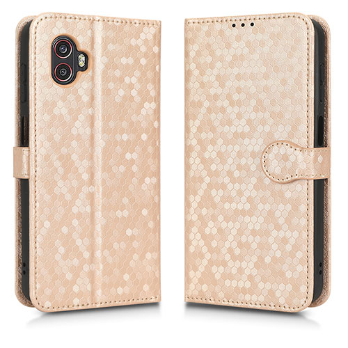 Leather Case Stands Flip Cover Holder C01X for Samsung Galaxy XCover 6 Pro 5G Gold