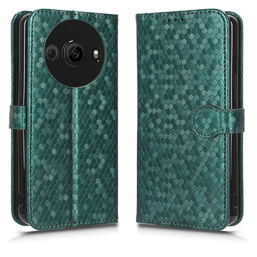 Leather Case Stands Flip Cover Holder C01X for Sharp Aquos R8 Pro Green