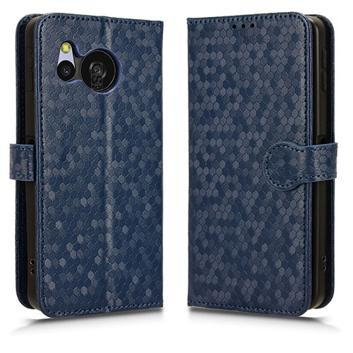 Leather Case Stands Flip Cover Holder C01X for Sharp Aquos Sense8 Blue