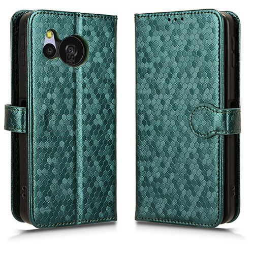 Leather Case Stands Flip Cover Holder C01X for Sharp Aquos Sense8 Green