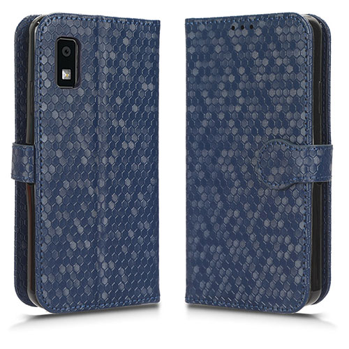 Leather Case Stands Flip Cover Holder C01X for Sharp Aquos wish3 Blue
