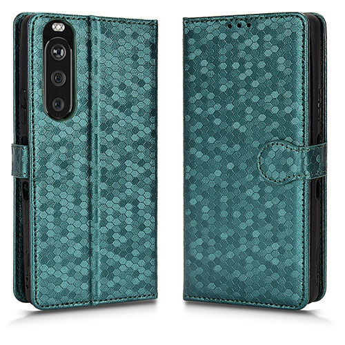 Leather Case Stands Flip Cover Holder C01X for Sony Xperia 1 III Green