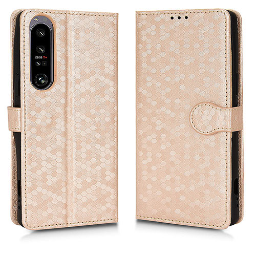 Leather Case Stands Flip Cover Holder C01X for Sony Xperia 1 IV Gold