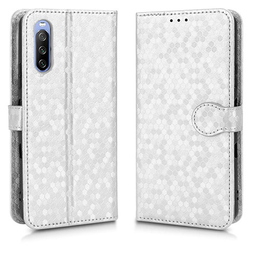 Leather Case Stands Flip Cover Holder C01X for Sony Xperia 10 III SOG04 Silver