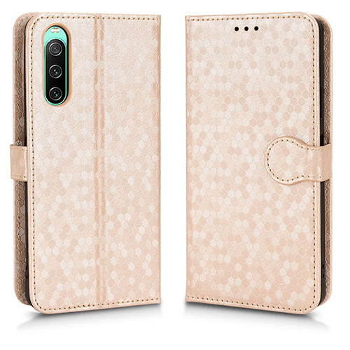 Leather Case Stands Flip Cover Holder C01X for Sony Xperia 10 IV SO-52C Gold