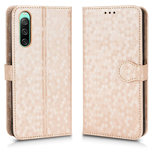 Leather Case Stands Flip Cover Holder C01X for Sony Xperia 10 IV SOG07 Gold