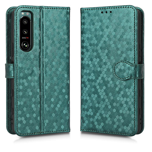 Leather Case Stands Flip Cover Holder C01X for Sony Xperia 5 III SO-53B Green