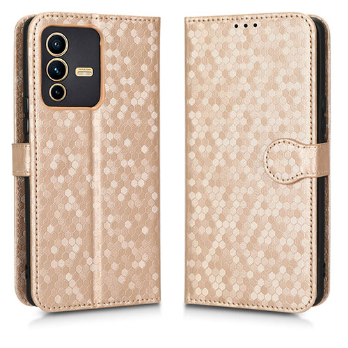 Leather Case Stands Flip Cover Holder C01X for Vivo V23 Pro 5G Gold