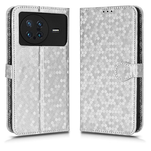 Leather Case Stands Flip Cover Holder C01X for Vivo X Note Silver