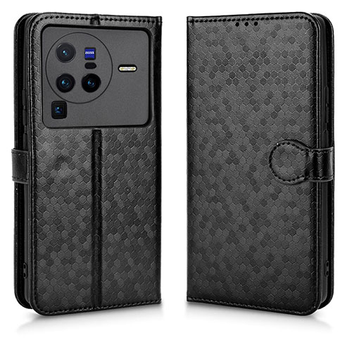 Leather Case Stands Flip Cover Holder C01X for Vivo X80 Pro 5G Black