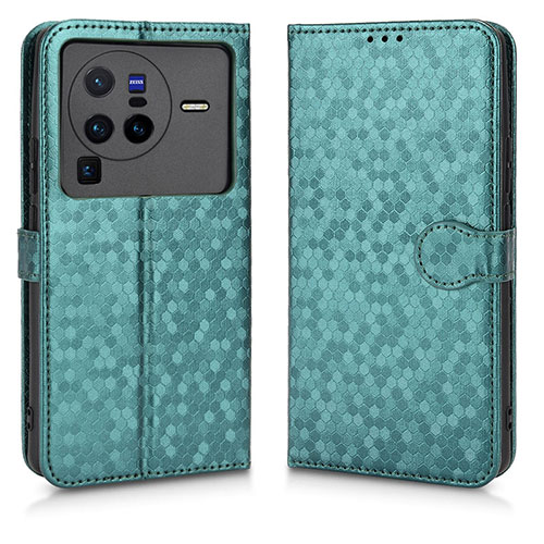 Leather Case Stands Flip Cover Holder C01X for Vivo X80 Pro 5G Green