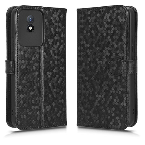 Leather Case Stands Flip Cover Holder C01X for Vivo Y02 Black