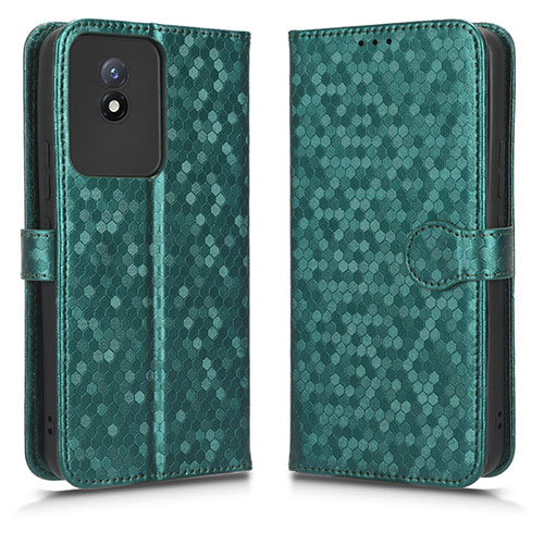 Leather Case Stands Flip Cover Holder C01X for Vivo Y11 (2023) Green