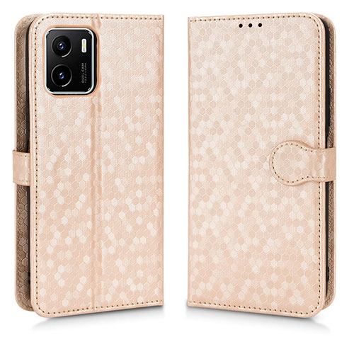 Leather Case Stands Flip Cover Holder C01X for Vivo Y15A Gold