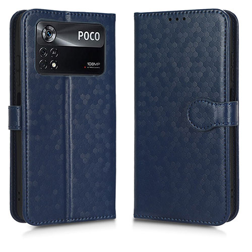 Leather Case Stands Flip Cover Holder C01X for Xiaomi Poco X4 Pro 5G Blue